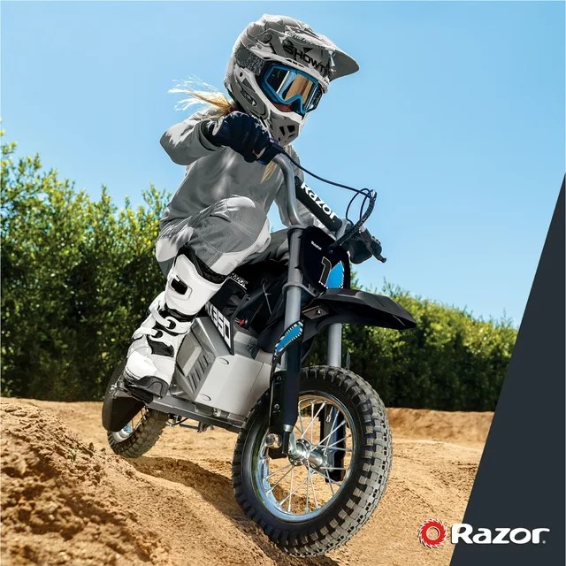 Razor Dirt Rocket MX350 - Black with Decals Included, 24V Electric-Powered Dirt Bike for Kids 13+