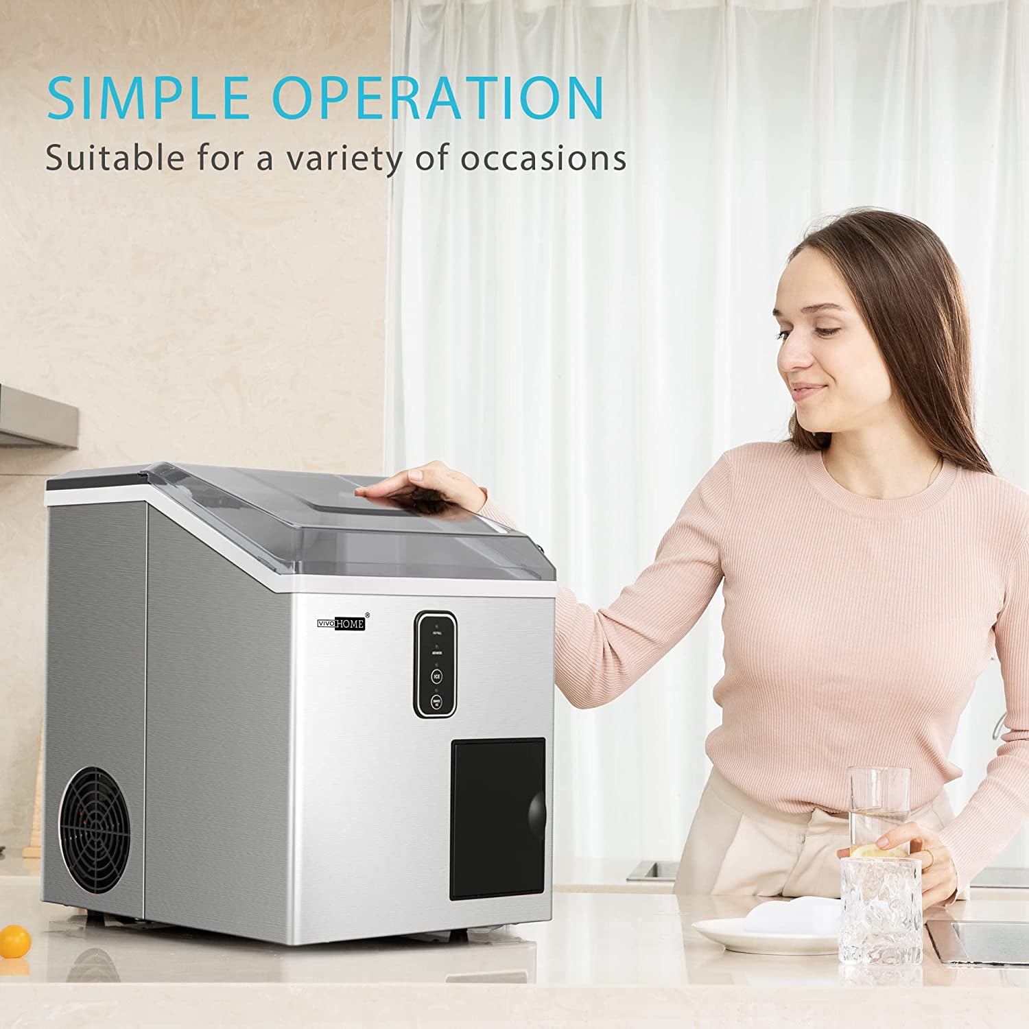 VIVOHOME 2 in 1 Countertop Ice Maker & Ice Shaver Machine, 33lbs/Day
