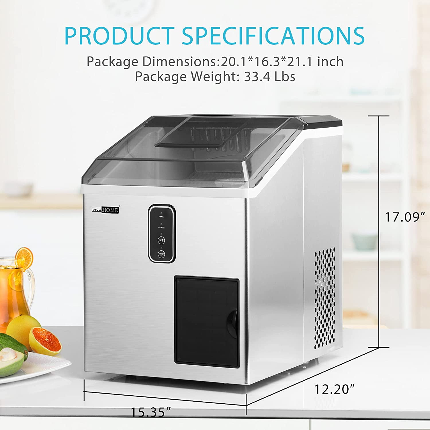 VIVOHOME 2 in 1 Countertop Ice Maker & Ice Shaver Machine, 33lbs/Day