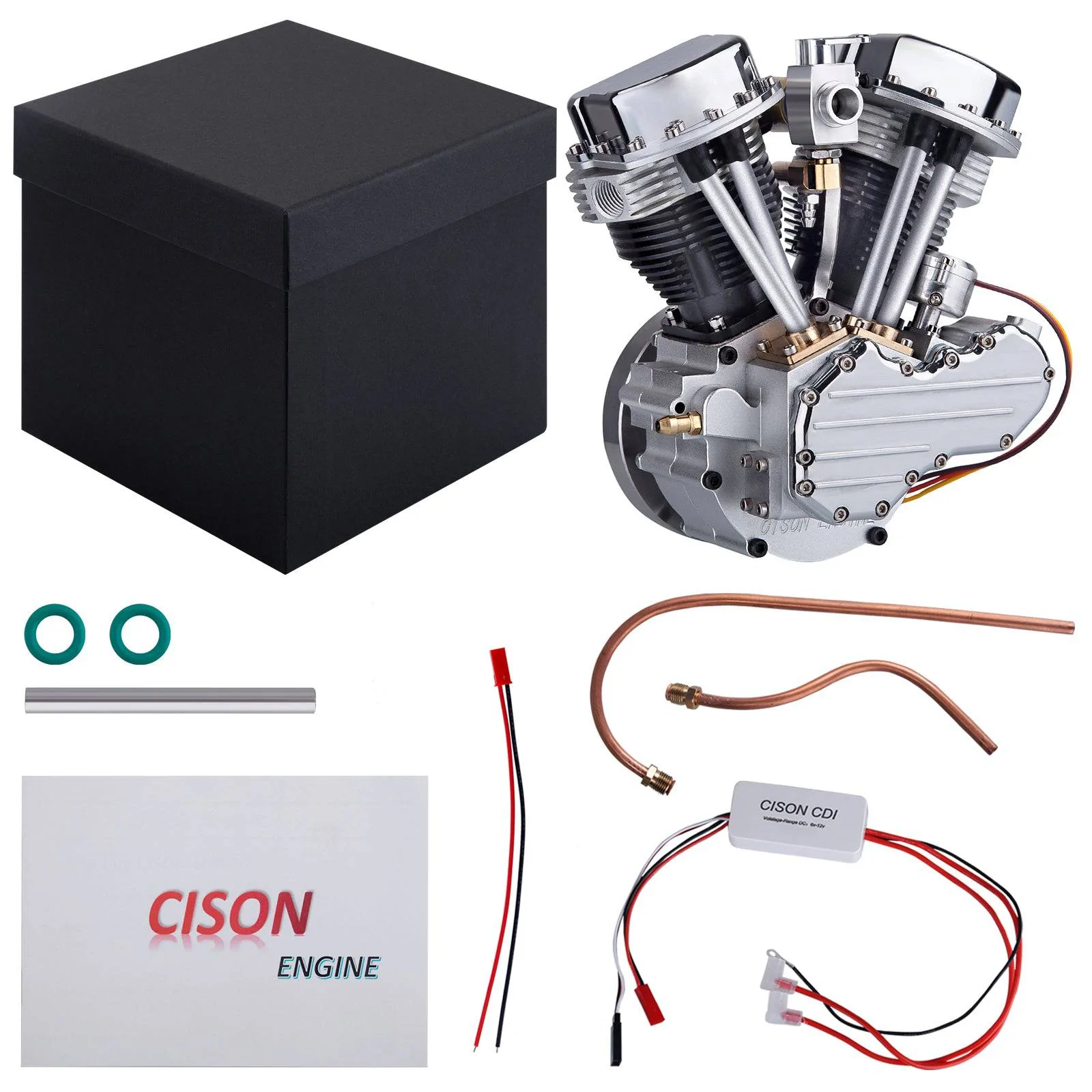 CISON FG-VT9 9cc V2 Two-Cylinder Four-Stroke Air-cooling Gasoline Motorcycle Engine with Base Air Filter Set