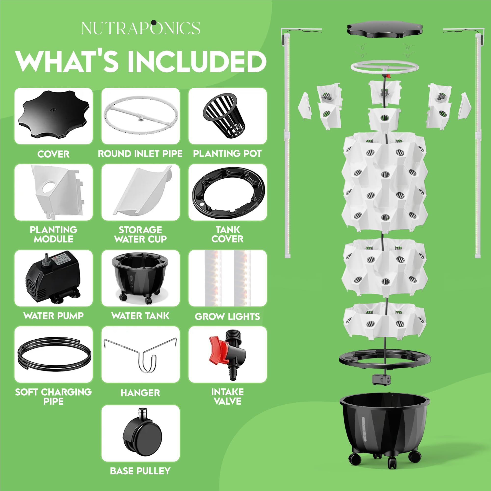 System Automated Aeroponic Vertical Garden Tower