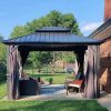 LEAF 12' X 12' Outdoor Hardtop Gazebo for Patio All Weather Aluminum Metal Roof Backyard Pavilion