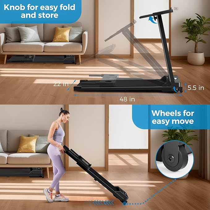 Portable Foldable Treadmills for Home, Small Folding Treadmill for Home