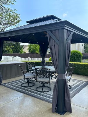 LEAF 12' X 12' Outdoor Hardtop Gazebo for Patio All Weather Aluminum Metal Roof Backyard Pavilion