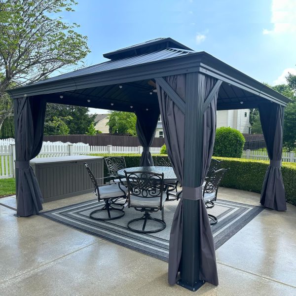 LEAF 12' X 12' Outdoor Hardtop Gazebo for Patio All Weather Aluminum Metal Roof Backyard Pavilion