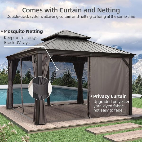 LEAF 12' X 12' Outdoor Hardtop Gazebo for Patio All Weather Aluminum Metal Roof Backyard Pavilion